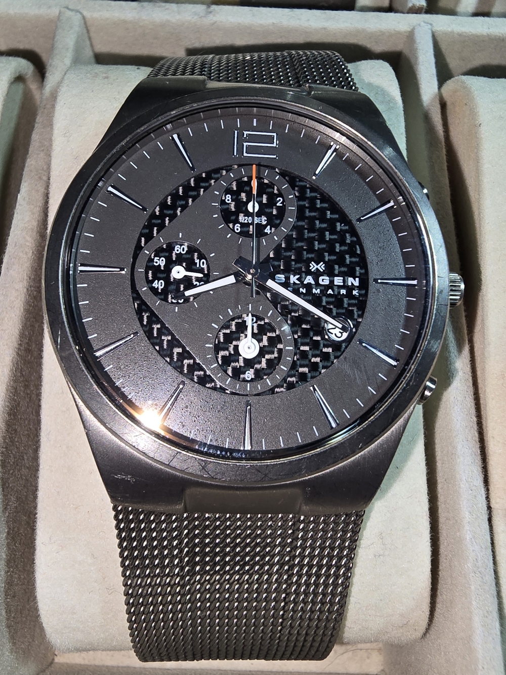 Skagen Gunmetal Mesh Multi-Function Watch